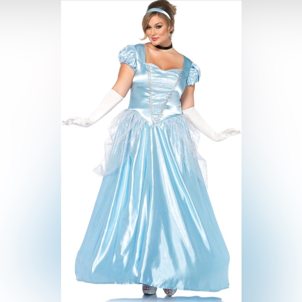 Women’s Plus Size Cinderella Dress, Choker and Headband. Gloves not included**
